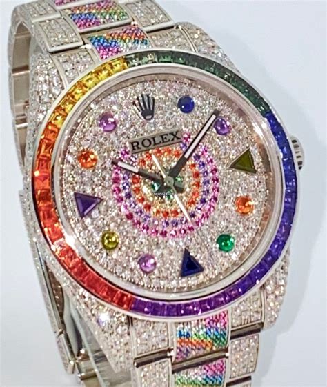 rolex rainbow iced out